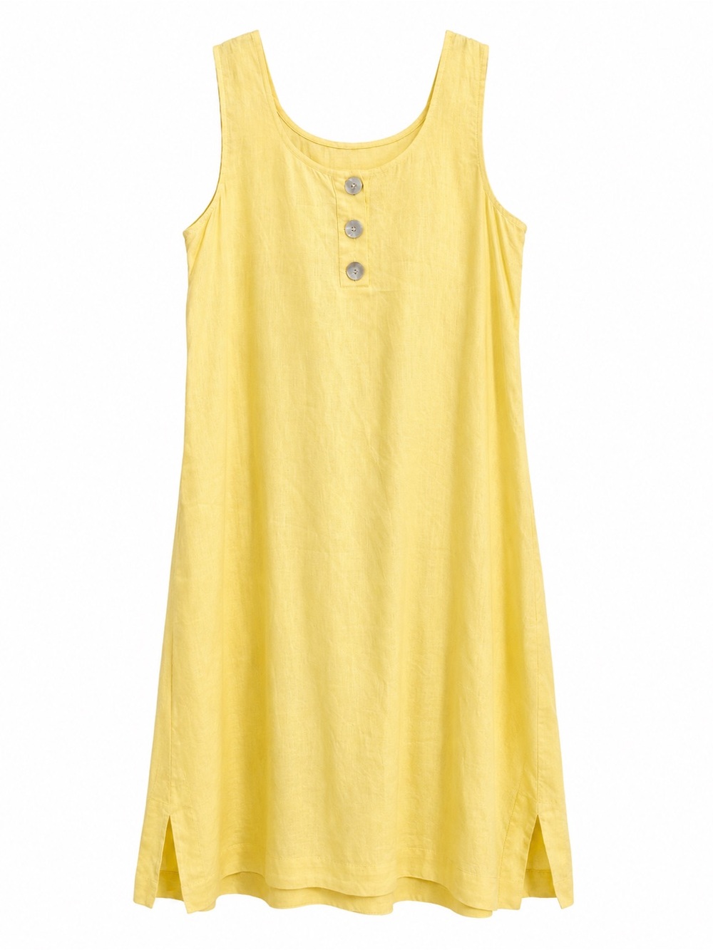 J-Jill Women’s 100% Linen - Marigold Sleeveless Button Front Shift Dress. Size:S